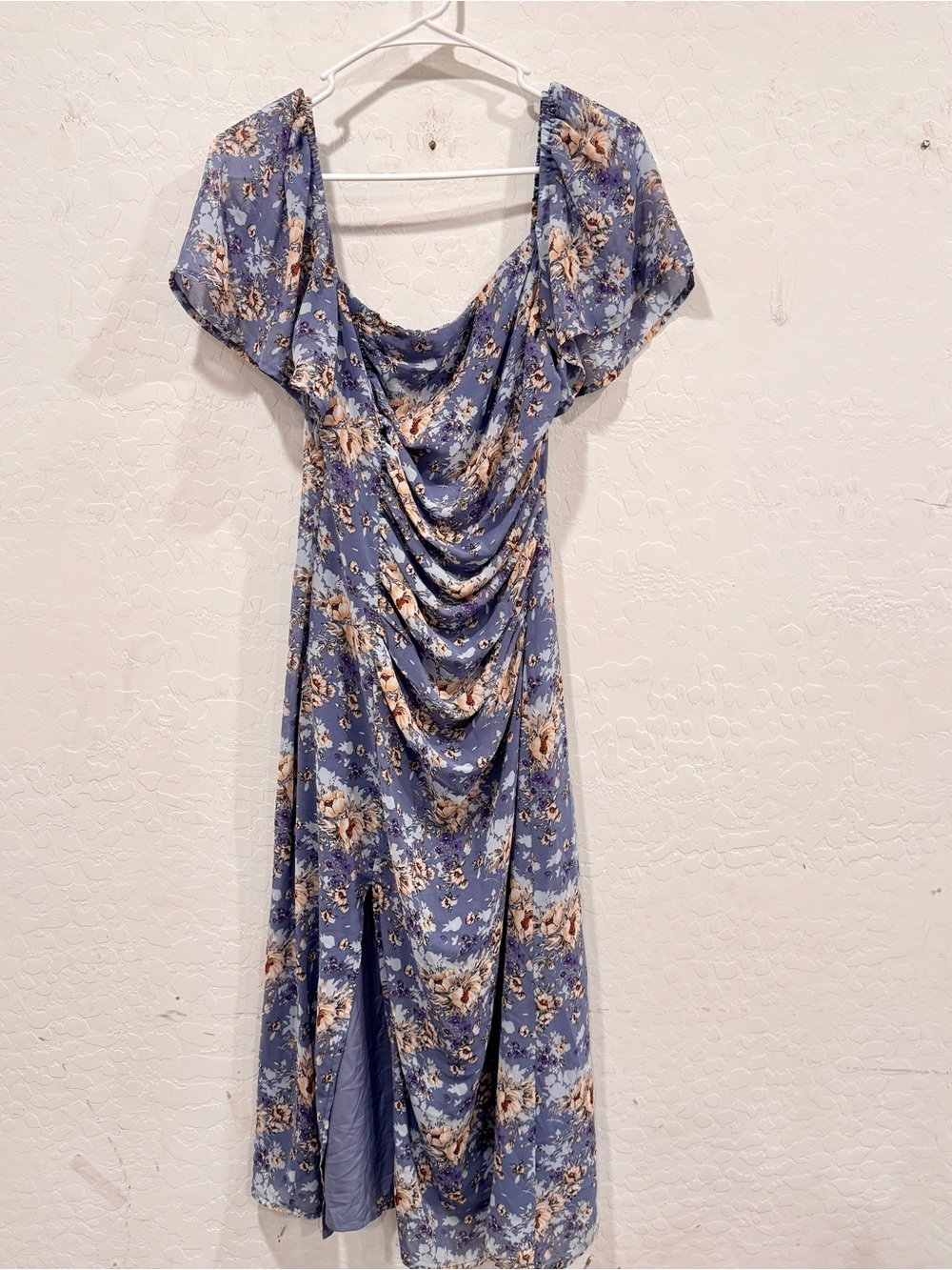 Astr the Label Floral Milkmaid Midi Dress Womens Small Blue Floral Cottagecore